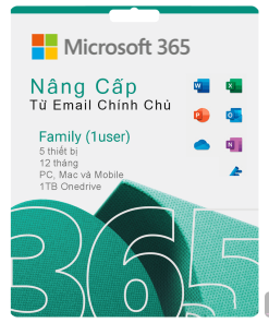 Nâng cấp Tài Khoản Microsoft Office 365 Email Chính Chủ 1 Năm (1TB, 5 thiết bị) - Bảo Hành 12 Tháng